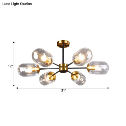 DecorBites™ DecorBites™ Sleek Postmodern 6-Light Glass Brass Ceiling Lamp for Dining Table