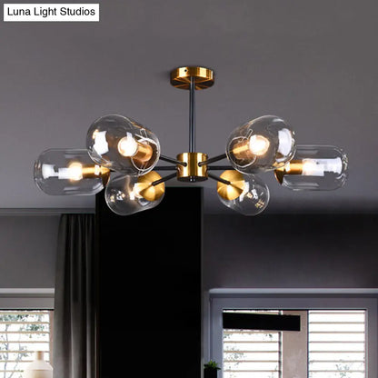 DecorBites™ DecorBites™ Sleek Postmodern 6-Light Glass Brass Ceiling Lamp for Dining Table