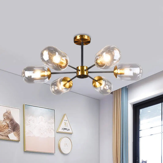 DecorBites™ DecorBites™ Sleek Postmodern 6-Light Glass Brass Ceiling Lamp for Dining Table