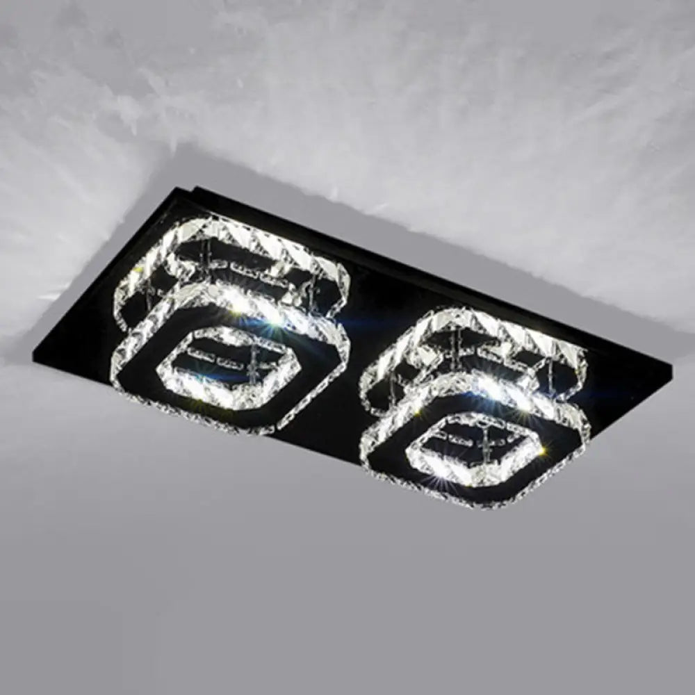 DecorBites™ DecorBites™ Sleek Quad Crystal Ceiling Light - Modern Stainless Steel LED Flush Mount for Foyer