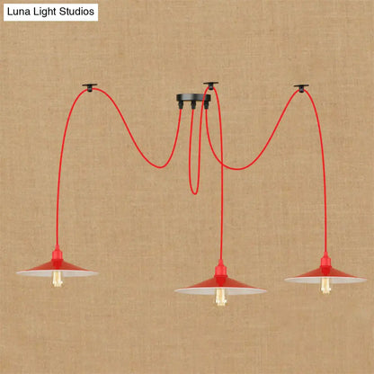 Sleek Red Metal Pendant Light for Living Room - 1 or 3-Head Swag Design