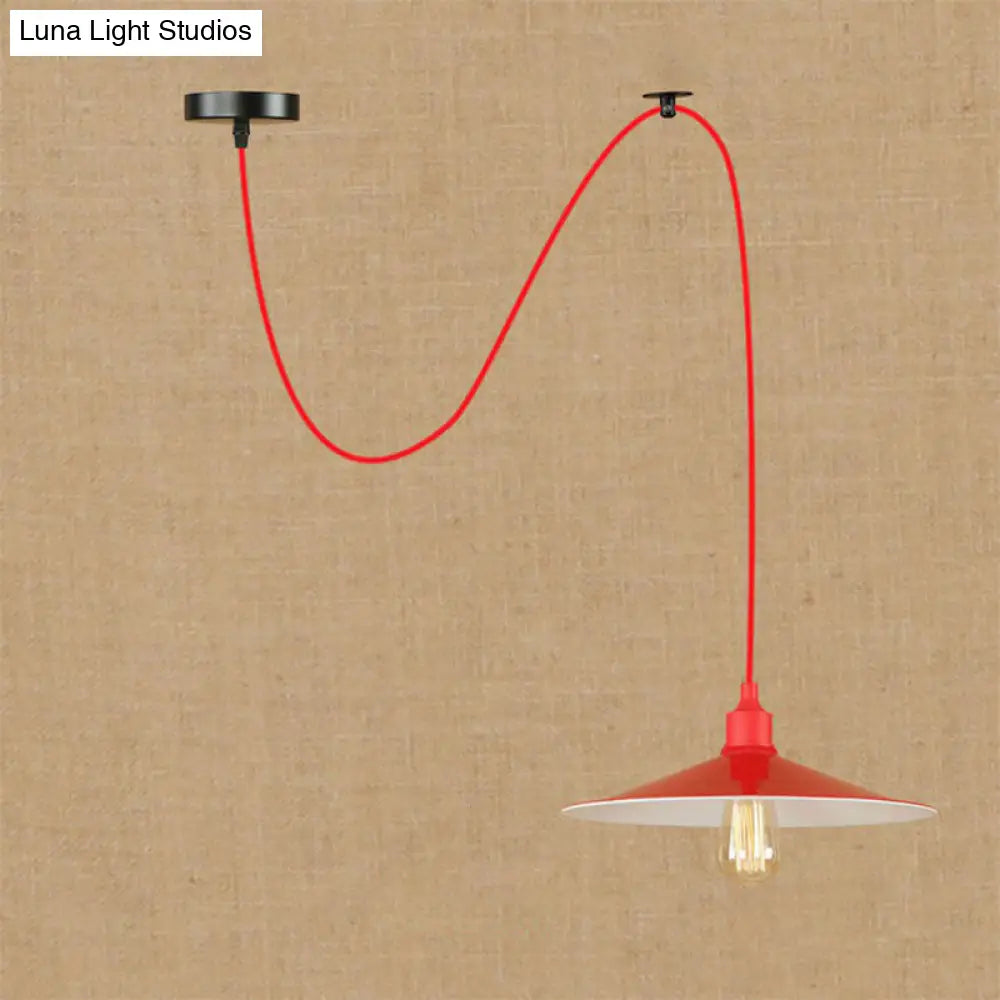 Sleek Red Metal Pendant Light for Living Room - 1 or 3-Head Swag Design