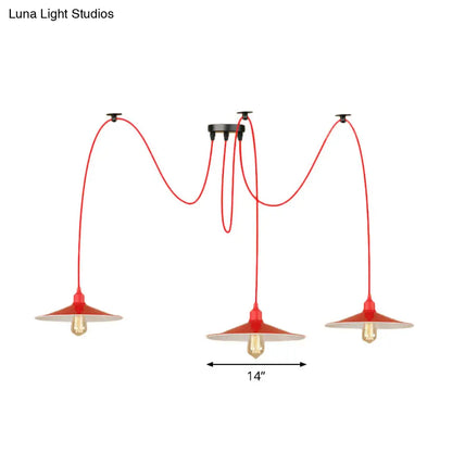 Sleek Red Metal Pendant Light for Living Room - 1 or 3-Head Swag Design