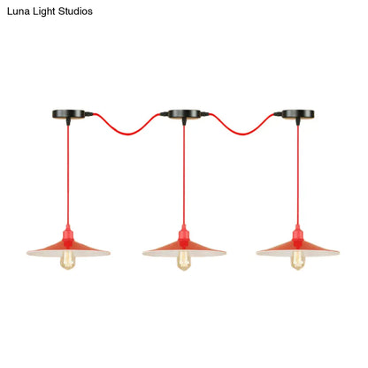 Sleek Red Metal Pendant Light for Living Room - 1 or 3-Head Swag Design