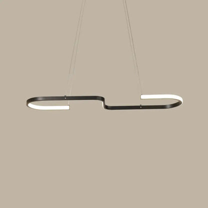 مصباح معلق أنيق على شكل حلقة منحنية لغرفة الطعام من DecorBites™ مع حامل سقف LED - بساطة معدنية بسيطة