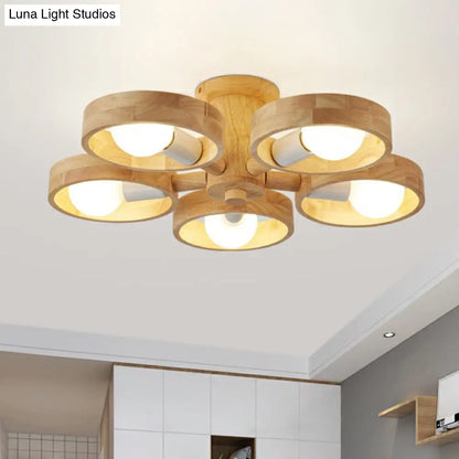 DecorBites™ DecorBites™ Sleek Ring Shaped Wooden Ceiling Light for Bedroom - Semi Flush Chandelier