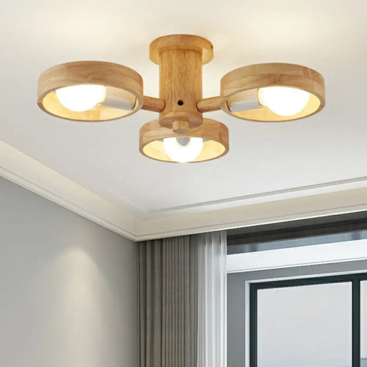 DecorBites™ DecorBites™ Sleek Ring Shaped Wooden Ceiling Light for Bedroom - Semi Flush Chandelier