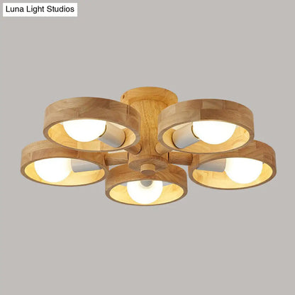 DecorBites™ DecorBites™ Sleek Ring Shaped Wooden Ceiling Light for Bedroom - Semi Flush Chandelier