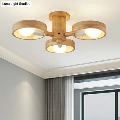 DecorBites™ DecorBites™ Sleek Ring Shaped Wooden Ceiling Light for Bedroom - Semi Flush Chandelier