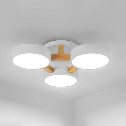 DecorBites™ DecorBites™ Sleek Round Living Room Ceiling Light: Minimalist Semi Mount Fixture with Acrylic Shade and Wood Arm