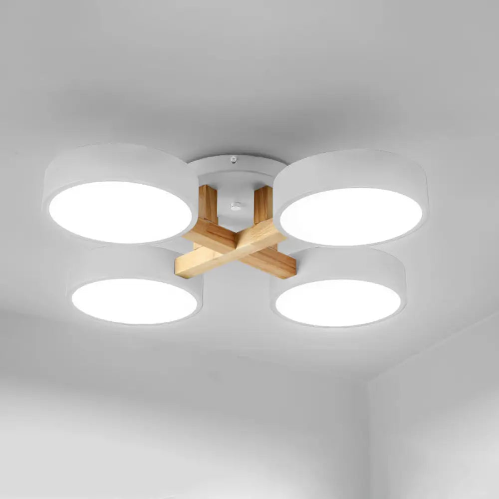 DecorBites™ DecorBites™ Sleek Round Living Room Ceiling Light: Minimalist Semi Mount Fixture with Acrylic Shade and Wood Arm
