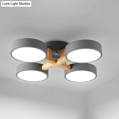 DecorBites™ DecorBites™ Sleek Round Living Room Ceiling Light: Minimalist Semi Mount Fixture with Acrylic Shade and Wood Arm