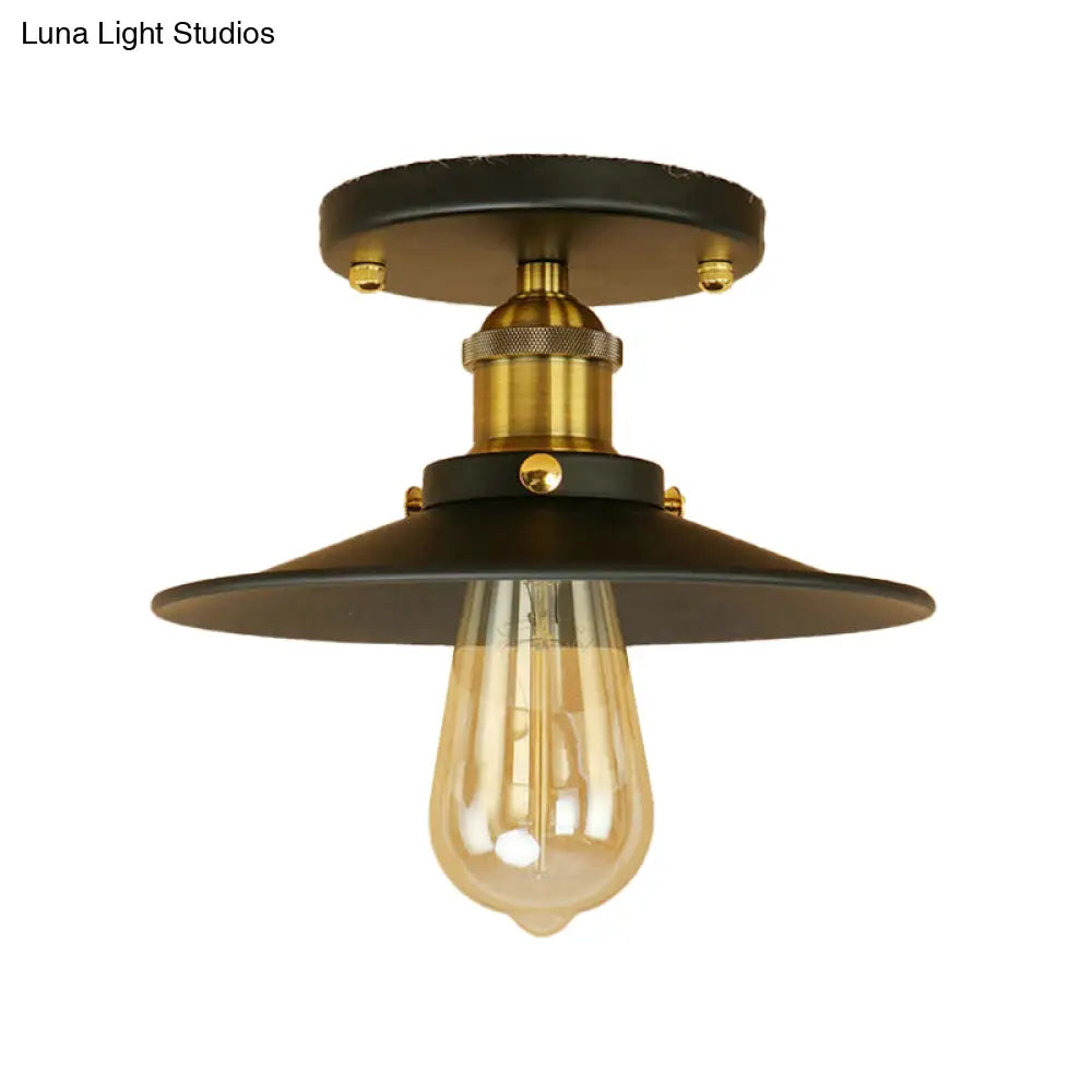 DecorBites™ DecorBites™ Sleek Saucer Ceiling Light in Black/White for Kitchen - Loft Semi Flush Mount Lighting with 1 Bulb