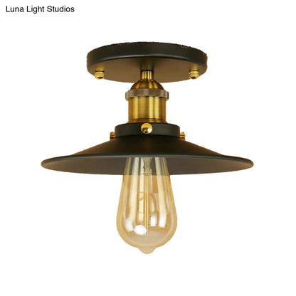 DecorBites™ DecorBites™ Sleek Saucer Ceiling Light in Black/White for Kitchen - Loft Semi Flush Mount Lighting with 1 Bulb