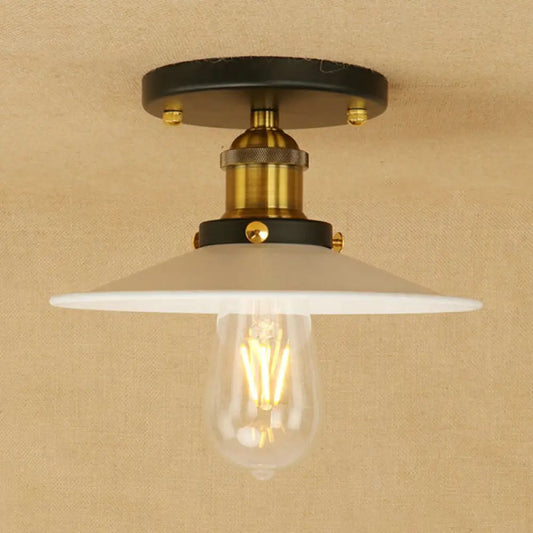 DecorBites™ DecorBites™ Sleek Saucer Ceiling Light in Black/White for Kitchen - Loft Semi Flush Mount Lighting with 1 Bulb