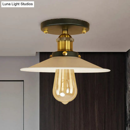 DecorBites™ DecorBites™ Sleek Saucer Ceiling Light in Black/White for Kitchen - Loft Semi Flush Mount Lighting with 1 Bulb