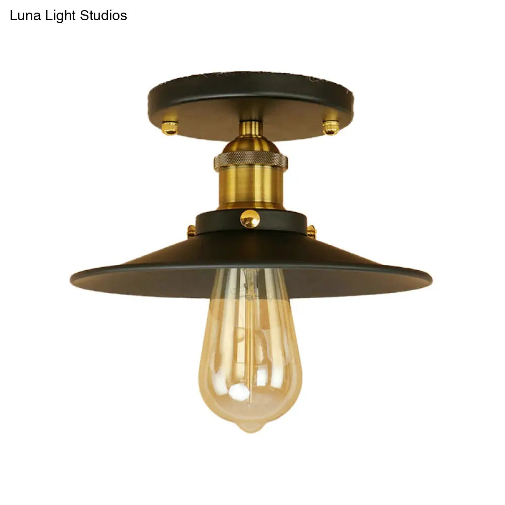 DecorBites™ DecorBites™ Sleek Saucer Ceiling Light in Black/White for Kitchen - Loft Semi Flush Mount Lighting with 1 Bulb