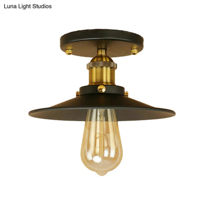 DecorBites™ DecorBites™ Sleek Saucer Ceiling Light in Black/White for Kitchen - Loft Semi Flush Mount Lighting with 1 Bulb