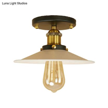 DecorBites™ DecorBites™ Sleek Saucer Ceiling Light in Black/White for Kitchen - Loft Semi Flush Mount Lighting with 1 Bulb