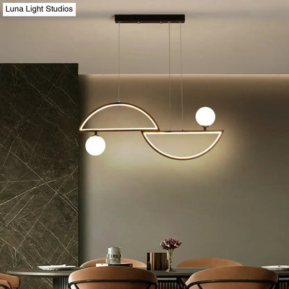 Lámpara de isla semicircular elegante DecorBites™ con LED y pantalla de cristal opalino para comedor