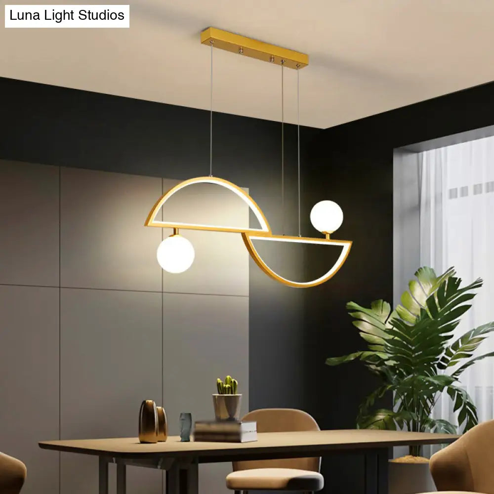 Lámpara de isla semicircular elegante DecorBites™ con LED y pantalla de cristal opalino para comedor