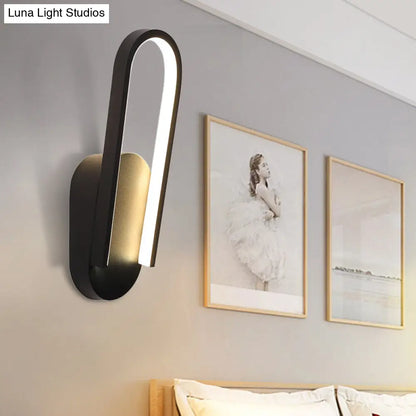 DecorBites™ DecorBites™ Sleek Semi-Oblong LED Sconce Light in Black/White, with Acrylic Shade - Warm/White Illumination