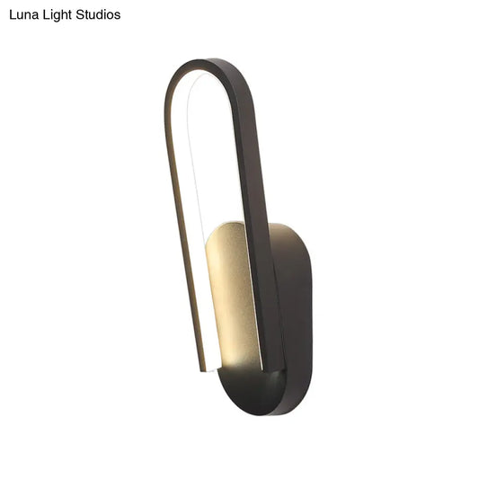 DecorBites™ DecorBites™ Sleek Semi-Oblong LED Sconce Light in Black/White, with Acrylic Shade - Warm/White Illumination