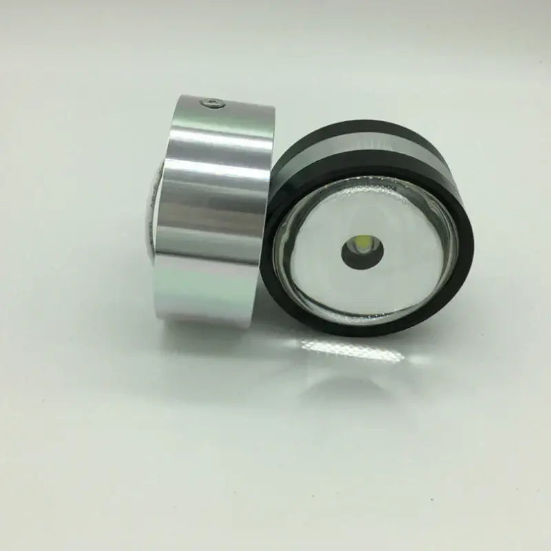 Silver and black cylindrical led flashlight with clear lens showcasing decorbites crystal led wall light features