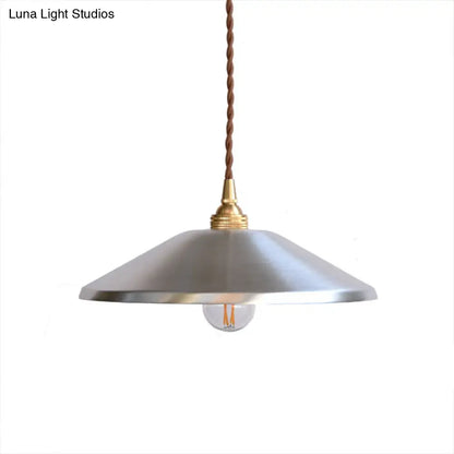 Sleek Silver Saucer Pendant Light with Metal Warehouse Design - 1-Light for Garage Ceiling Suspension