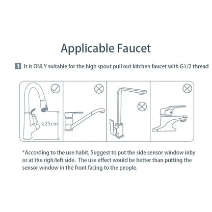 Sleek silver touchless high spout kitchen faucet with g1/2 thread and usb charging adapter for kitchen faucet accessories