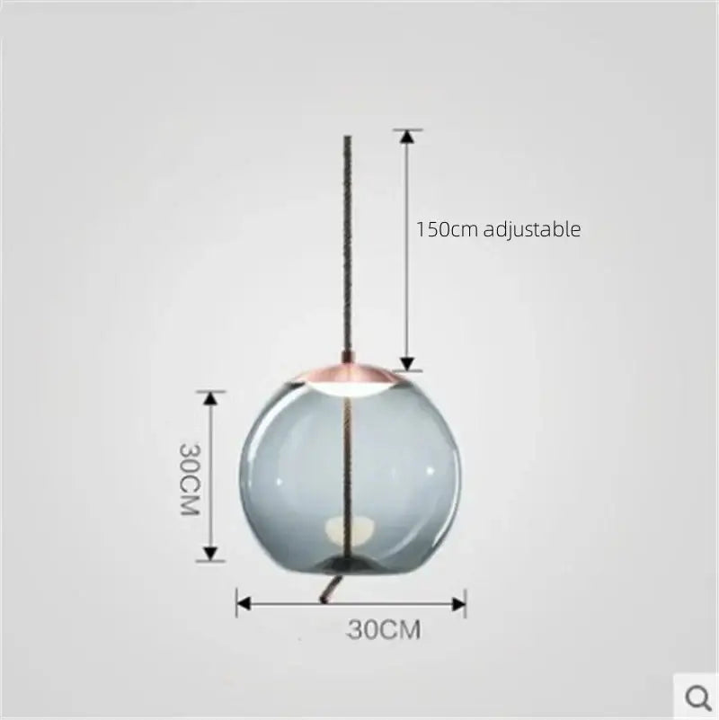 Sleek smoked glass led chandelier pendant light with 30cm diameter rose gold fixture and adjustable hanging length