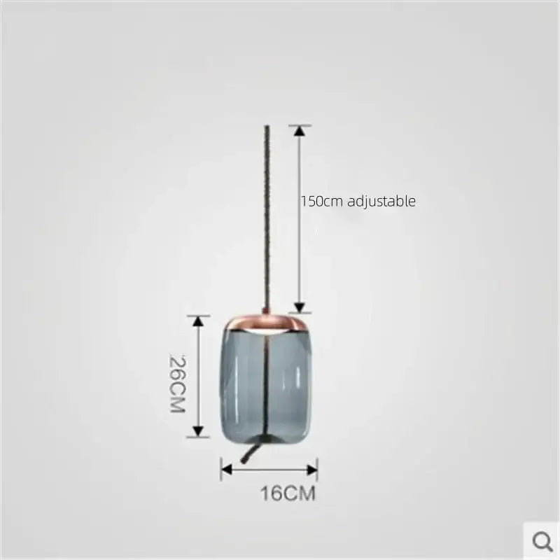 Sleek smoked glass led chandelier with frosted gray cylindrical glass and copper-toned metal accents for living room