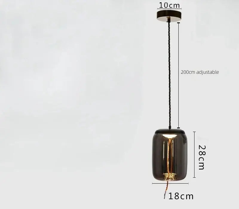 A sleek dark smoked glass led chandelier pendant light with black braided cord and adjustable height for living room