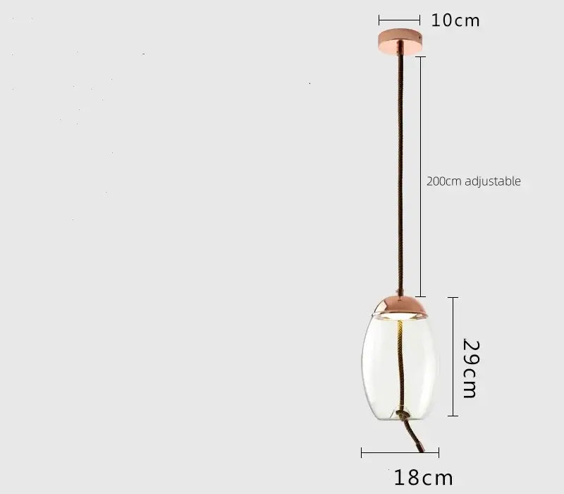 A sleek smoked glass led chandelier pendant light with copper metal accents and dark brown braided cord suspension