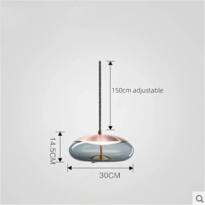 Sleek smoked glass led chandelier with a translucent gray glass shade and rose gold accents for living room lighting