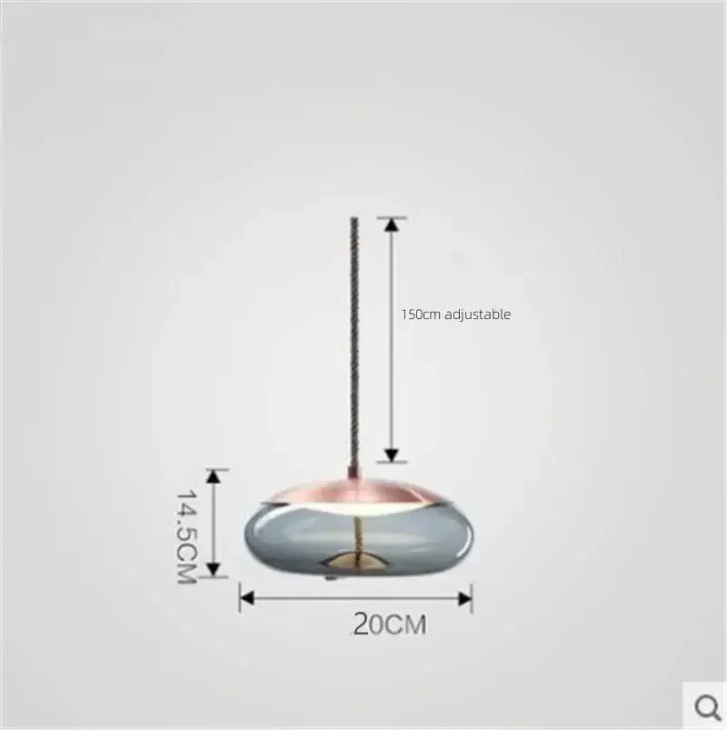Sleek smoked glass led chandelier with translucent gray glass shade and rose gold accents for living room pendant light
