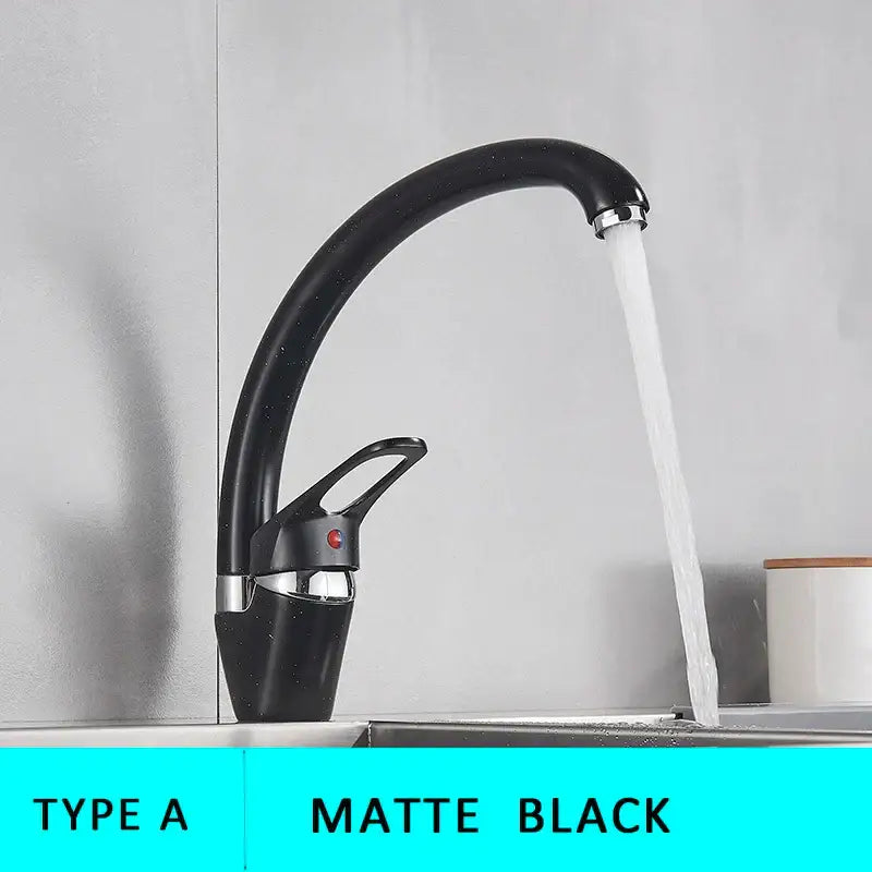 Matte black decorbites black single handle kitchen faucet with sleek curved spout and chrome accents for modern kitchens