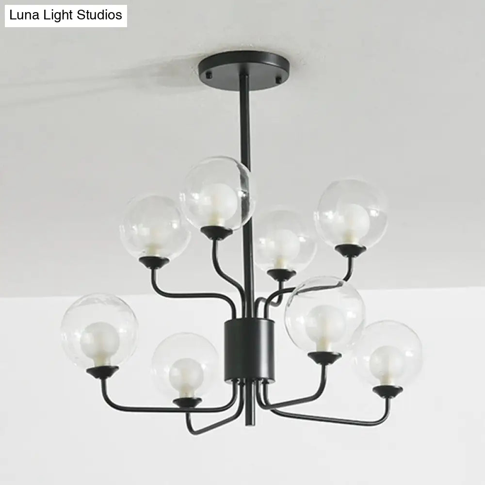 DecorBites™ DecorBites™ Sleek Spherical Bedroom Semi Flush Lighting: Clear Glass, 8 Lights in Black/Gold