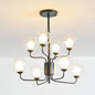 Sleek Spherical Bedroom Semi Flush Lighting: Clear Glass, 8 Lights in Black/Gold