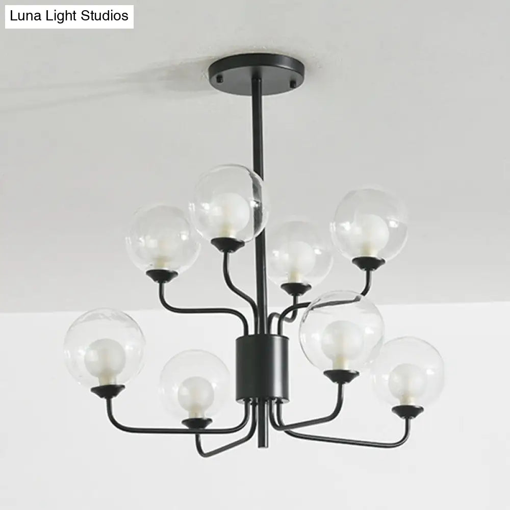 DecorBites™ DecorBites™ Sleek Spherical Bedroom Semi Flush Lighting: Clear Glass, 8 Lights in Black/Gold
