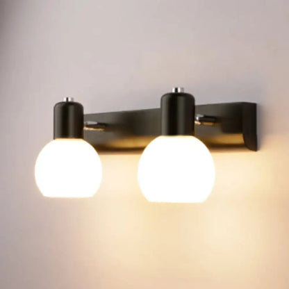 DecorBites™ DecorBites™ Sleek Spherical Sconce Lighting: Modern 2-Light Milky Glass Wall Mount for Bathroom in Black/White