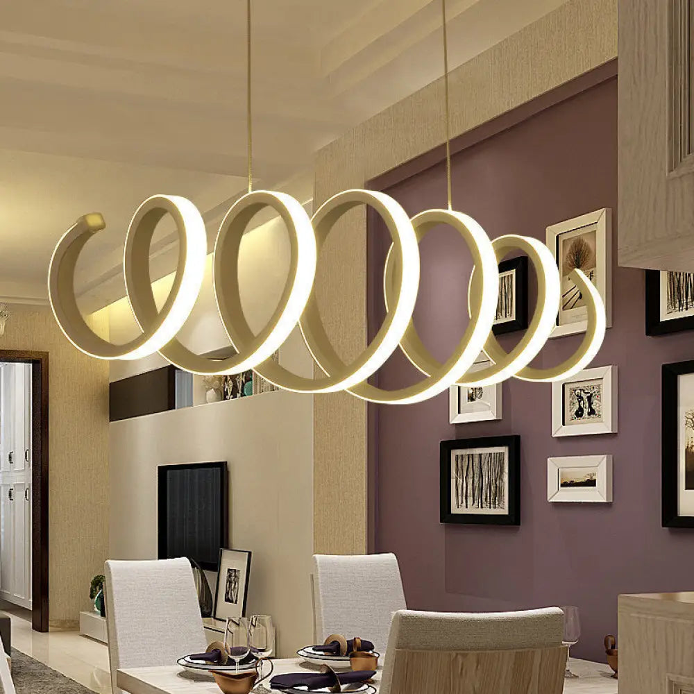 Lámpara colgante LED espiral elegante DecorBites™: Lámpara colgante minimalista de metal blanco - Luz cálida/blanca