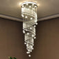 Sleek Spiral Multi Ceiling Light - 4 Clear Crystal Bead Suspension Heads for Stair