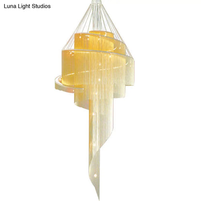 Sleek Spiral Tassel Chandelier: Modern 4-Light Ceiling Fixture for Hall