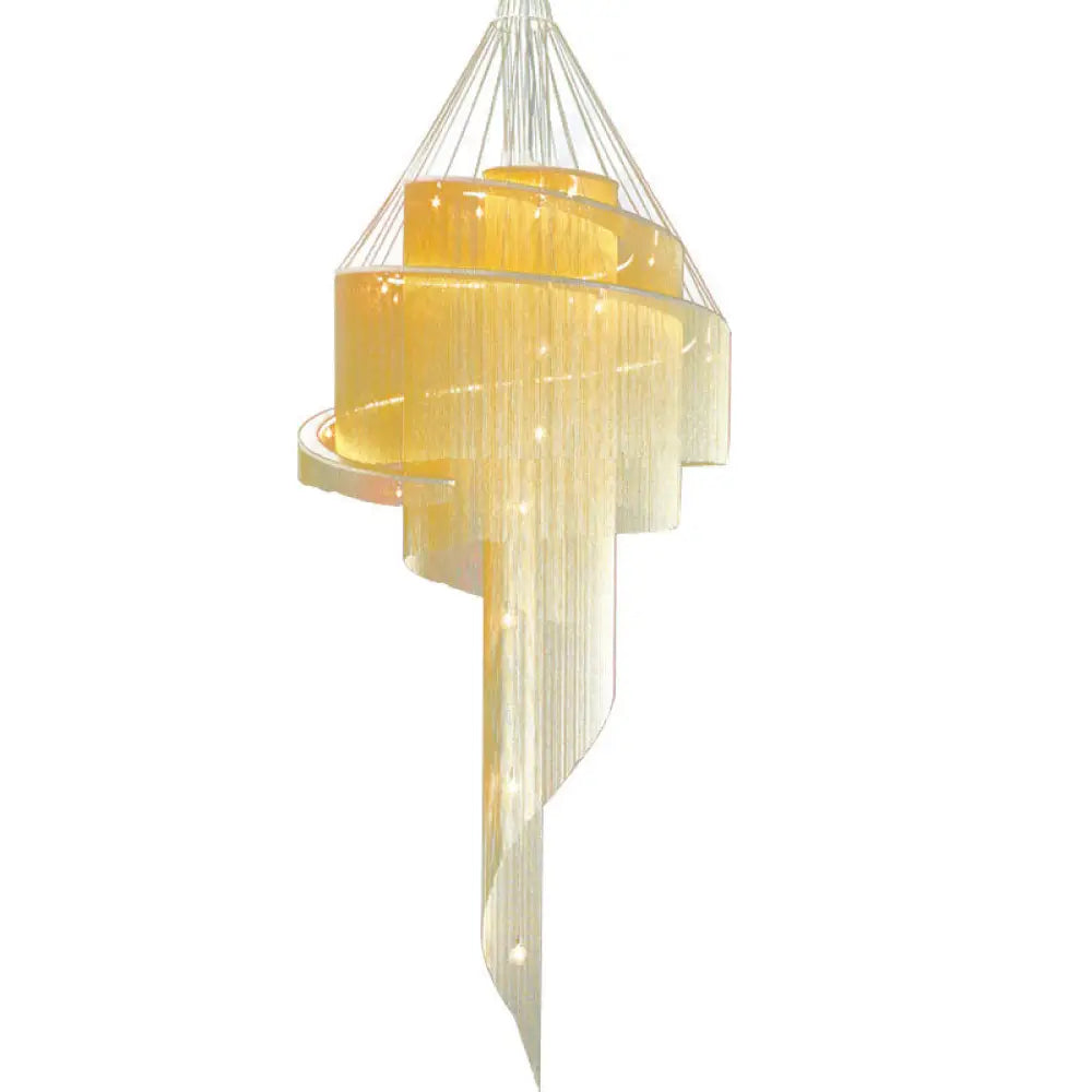 Sleek Spiral Tassel Chandelier: Modern 4-Light Ceiling Fixture for Hall