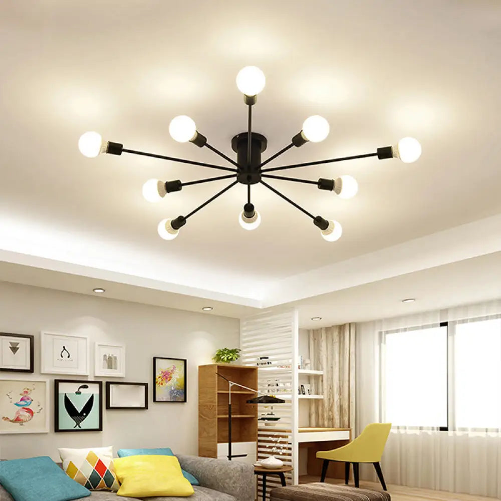 DecorBites™ DecorBites™ Sleek Sputnik Ceiling Light for Living Room - Metal Semi Flush Mount Chandelier