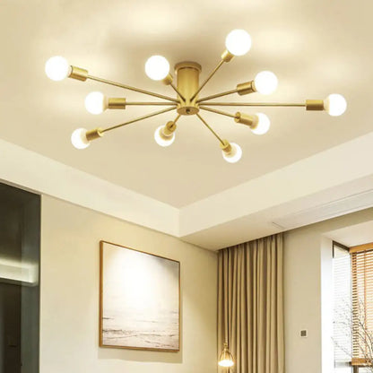 DecorBites™ DecorBites™ Sleek Sputnik Ceiling Light for Living Room - Metal Semi Flush Mount Chandelier