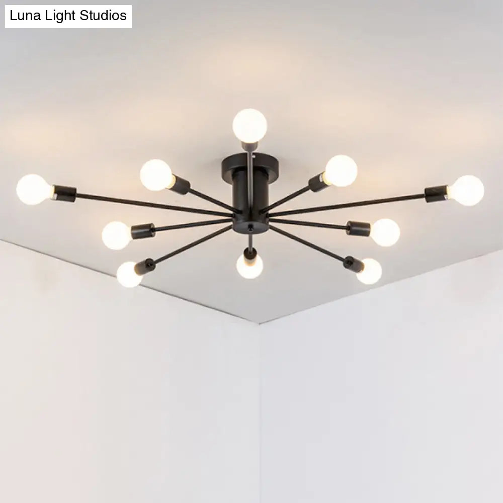 DecorBites™ DecorBites™ Sleek Sputnik Ceiling Light for Living Room - Metal Semi Flush Mount Chandelier