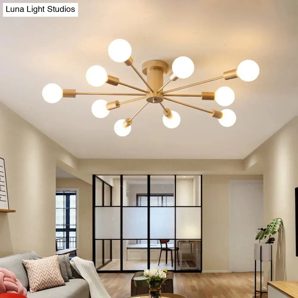 DecorBites™ DecorBites™ Sleek Sputnik Ceiling Light for Living Room - Metal Semi Flush Mount Chandelier