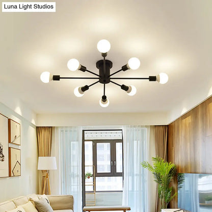 DecorBites™ DecorBites™ Sleek Sputnik Ceiling Light for Living Room - Metal Semi Flush Mount Chandelier